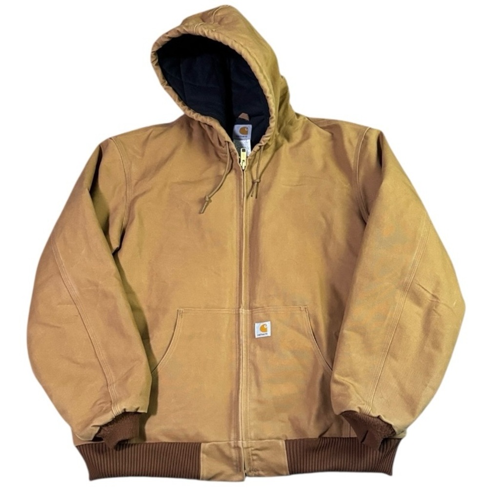 Vintage Y2K Carhartt Flannel Lined Loose Fit Duck Zip Up Jacket‎ Men’s XLT J140